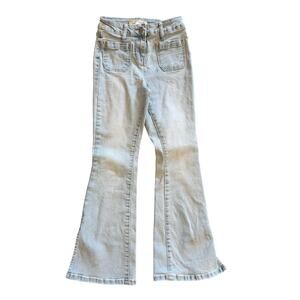 YMI Girls Flare Jeans Size 8 Light Wash High Rise Stretch Denim